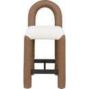 Meridian Amari Brown Vegan Leather and Boucle Fabric Stool IMAGE 3