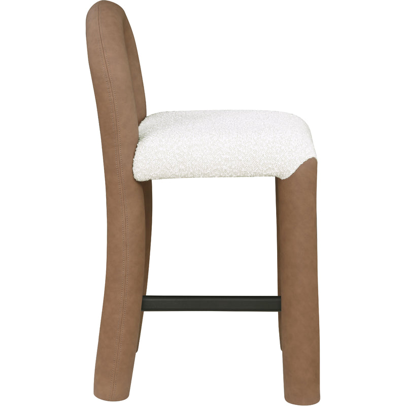 Meridian Amari Brown Vegan Leather and Boucle Fabric Stool IMAGE 4