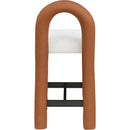 Meridian Amari Cognac Vegan Leather and Boucle Fabric Stool IMAGE 5