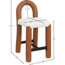 Meridian Amari Cognac Vegan Leather and Boucle Fabric Stool IMAGE 8