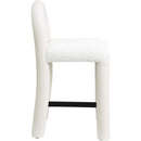 Meridian Amari Cream Vegan Leather and Boucle Fabric Stool IMAGE 4