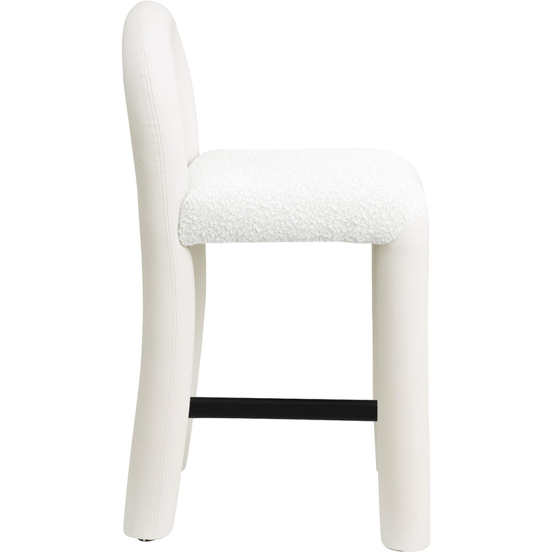 Meridian Amari Cream Vegan Leather and Boucle Fabric Stool IMAGE 4