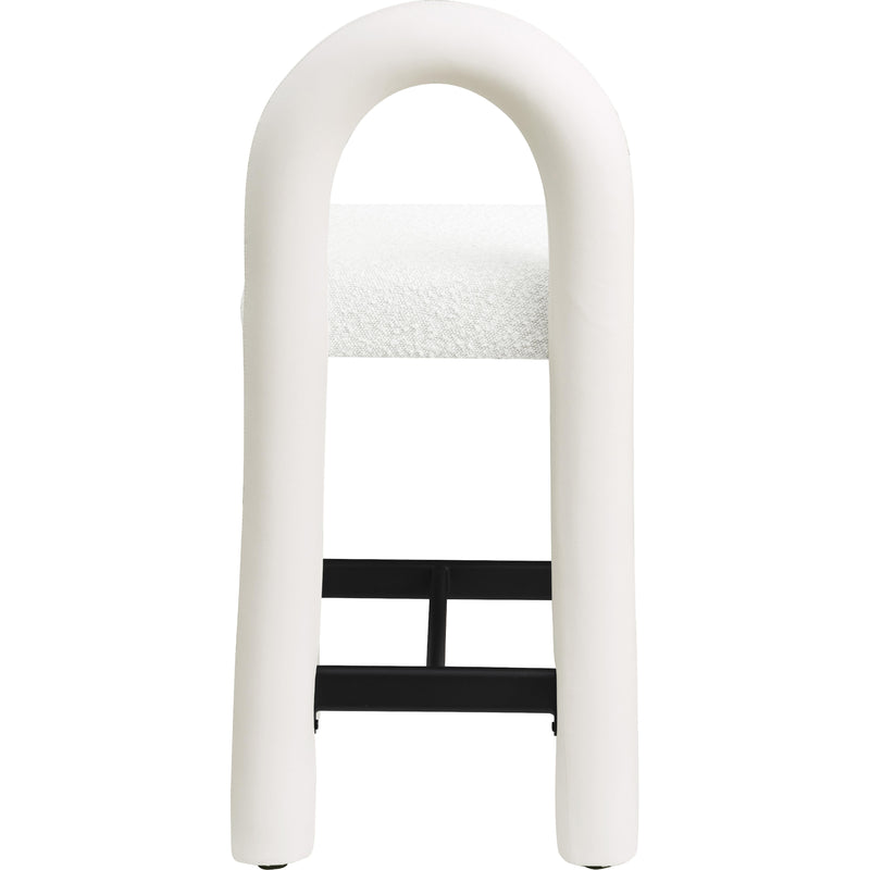 Meridian Amari Cream Vegan Leather and Boucle Fabric Stool IMAGE 5