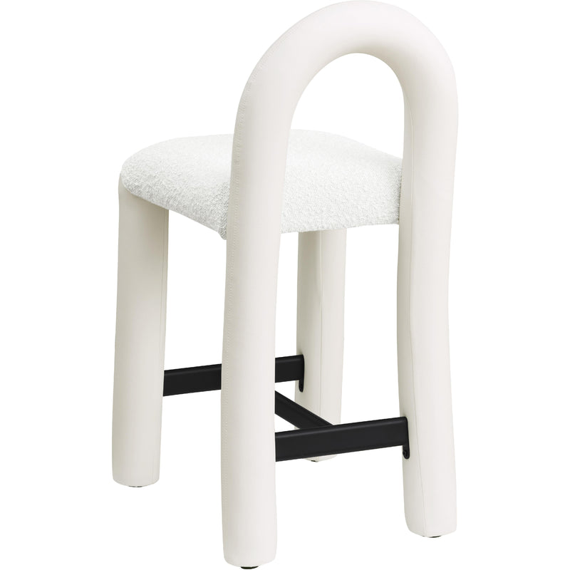 Meridian Amari Cream Vegan Leather and Boucle Fabric Stool IMAGE 6