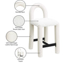 Meridian Amari Cream Vegan Leather and Boucle Fabric Stool IMAGE 9