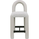 Meridian Amari Taupe Vegan Leather and Boucle Fabric Stool IMAGE 3