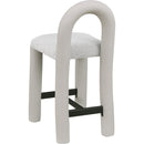 Meridian Amari Taupe Vegan Leather and Boucle Fabric Stool IMAGE 6