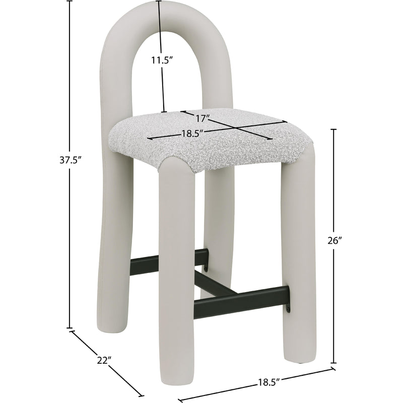 Meridian Amari Taupe Vegan Leather and Boucle Fabric Stool IMAGE 8