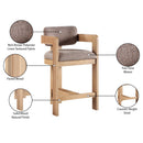  Meridian Sacha Brown Linen Textured Fabric Upholstered Counter Stool IMAGE 10