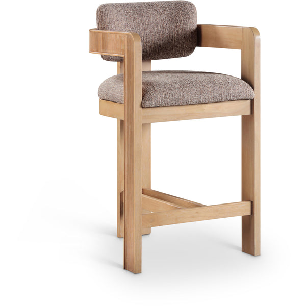 Meridian Sacha Brown Linen Textured Fabric Stool IMAGE 1