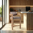 Meridian Sacha Brown Linen Textured Fabric Stool IMAGE 2