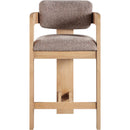 Meridian Sacha Brown Linen Textured Fabric Stool IMAGE 3