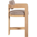 Meridian Sacha Brown Linen Textured Fabric Stool IMAGE 4