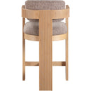 Meridian Sacha Brown Linen Textured Fabric Stool IMAGE 5