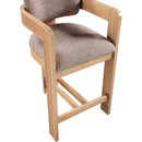 Meridian Sacha Brown Linen Textured Fabric Stool IMAGE 7