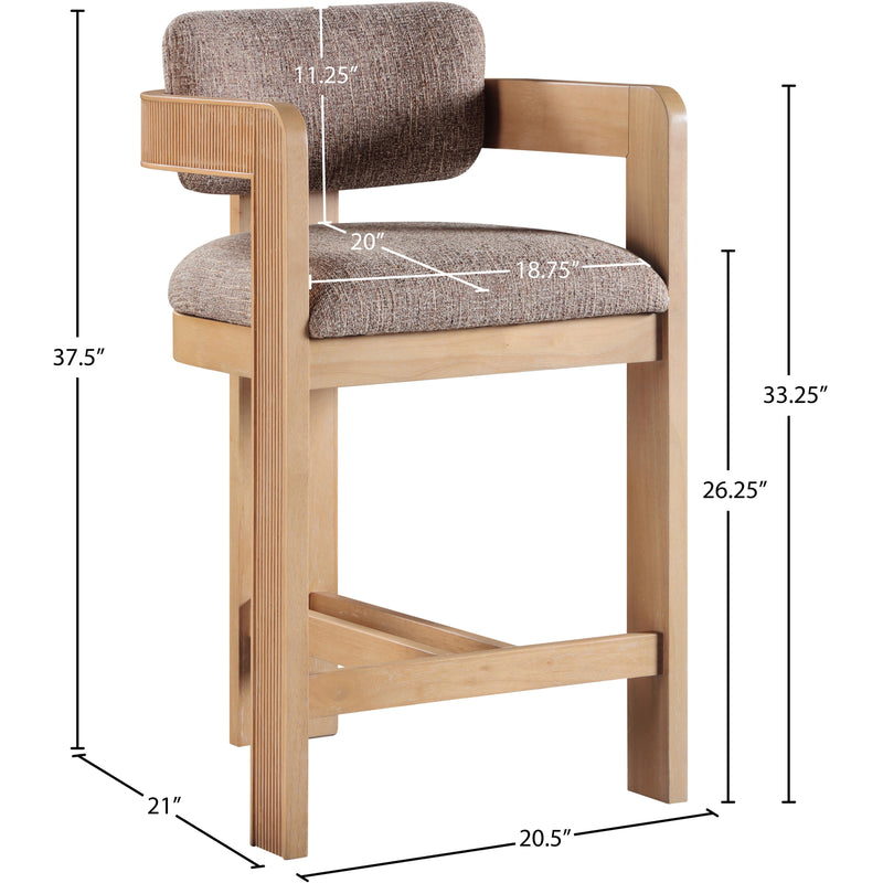 Meridian Sacha Brown Linen Textured Fabric Stool IMAGE 8