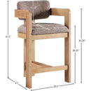 Meridian Sacha Brown Linen Textured Fabric Stool IMAGE 9