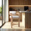 Meridian Sacha Cream Linen Textured Fabric Stool IMAGE 2