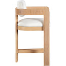 Meridian Sacha Cream Linen Textured Fabric Stool IMAGE 4