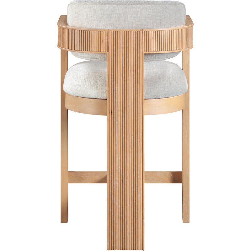 Meridian Sacha Cream Linen Textured Fabric Stool IMAGE 5