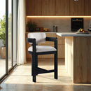 Meridian Sacha Beige Linen Textured Fabric Stool IMAGE 2