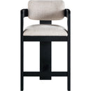 Meridian Sacha Beige Linen Textured Fabric Stool IMAGE 3