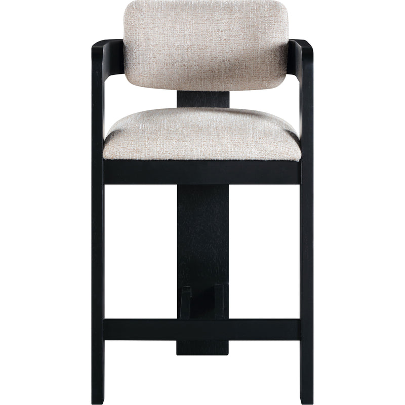Meridian Sacha Beige Linen Textured Fabric Stool IMAGE 3
