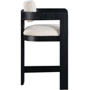 Meridian Sacha Beige Linen Textured Fabric Stool IMAGE 4