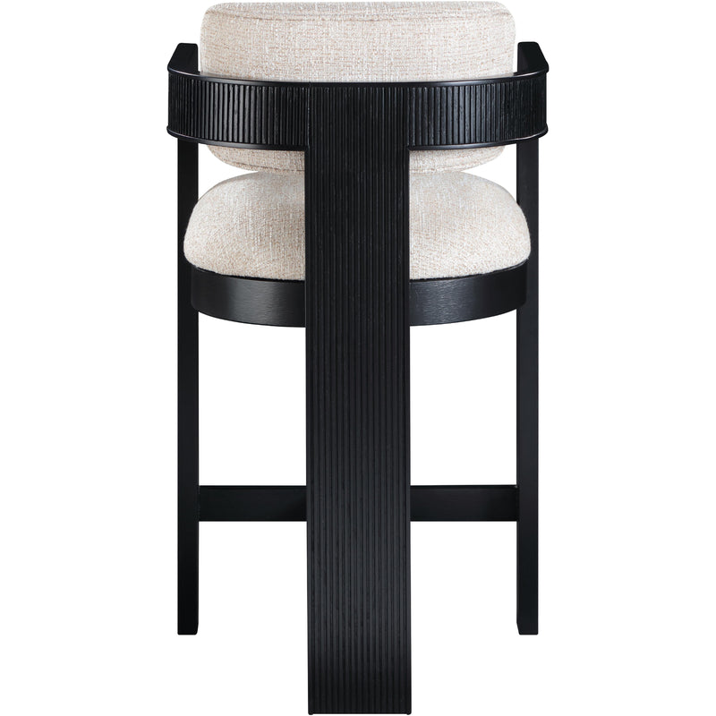 Meridian Sacha Beige Linen Textured Fabric Stool IMAGE 5