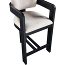 Meridian Sacha Beige Linen Textured Fabric Stool IMAGE 7