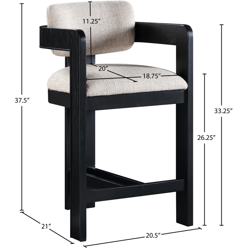 Meridian Sacha Beige Linen Textured Fabric Stool IMAGE 8