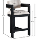 Meridian Sacha Beige Linen Textured Fabric Stool IMAGE 9