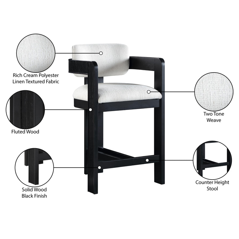  Meridian Sacha Cream Linen Textured Fabric Upholstered Counter Stool IMAGE 10