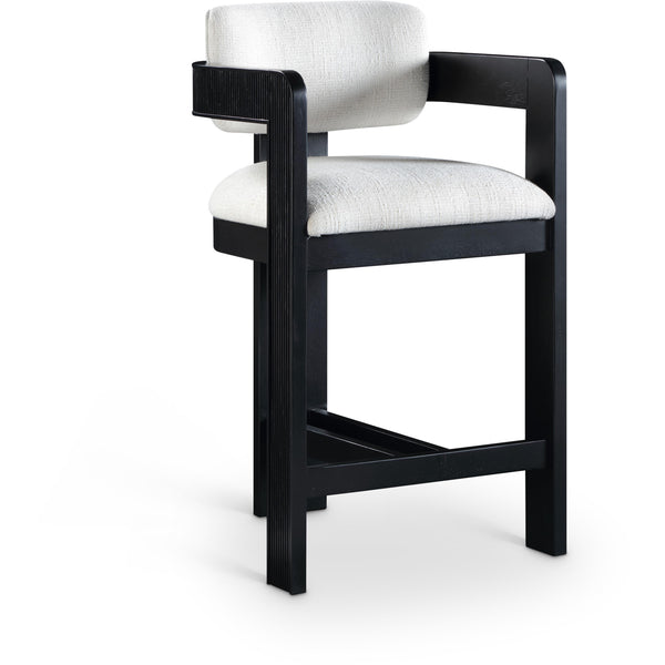 Meridian Sacha Cream Linen Textured Fabric Stool IMAGE 1