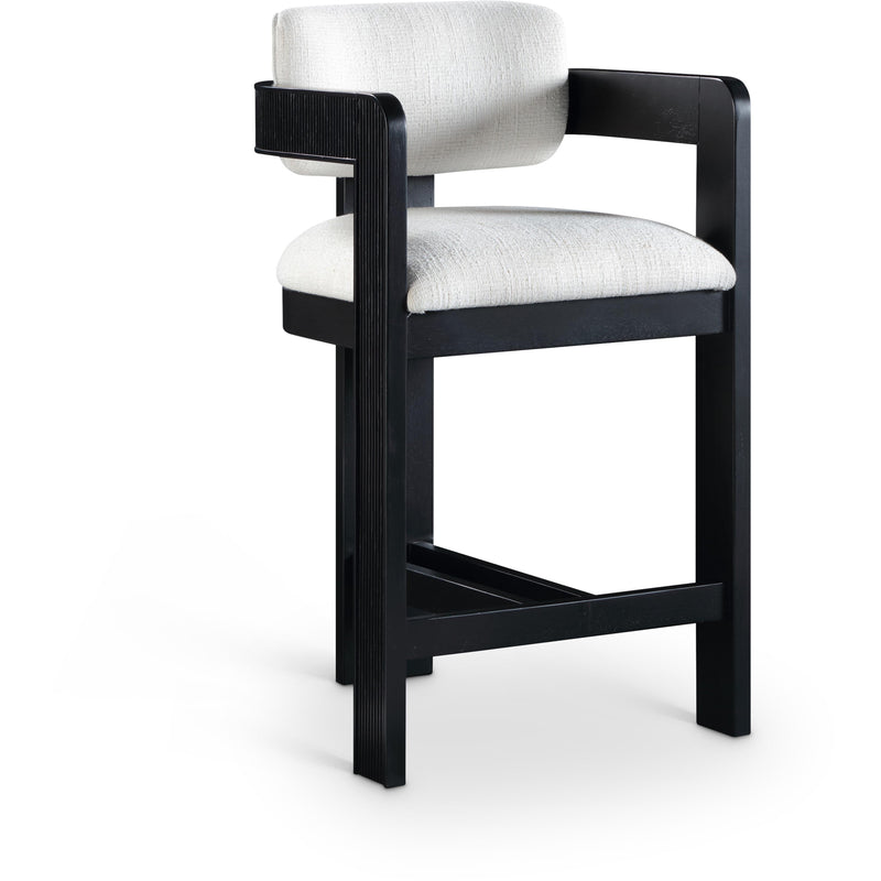 Meridian Sacha Cream Linen Textured Fabric Stool IMAGE 1
