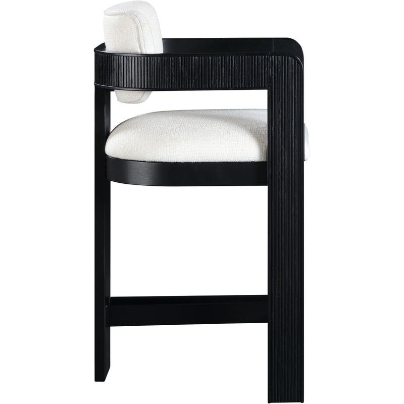 Meridian Sacha Cream Linen Textured Fabric Stool IMAGE 4