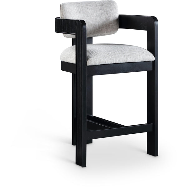 Meridian Sacha Grey Linen Textured Fabric Stool IMAGE 1