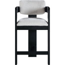 Meridian Sacha Grey Linen Textured Fabric Stool IMAGE 3