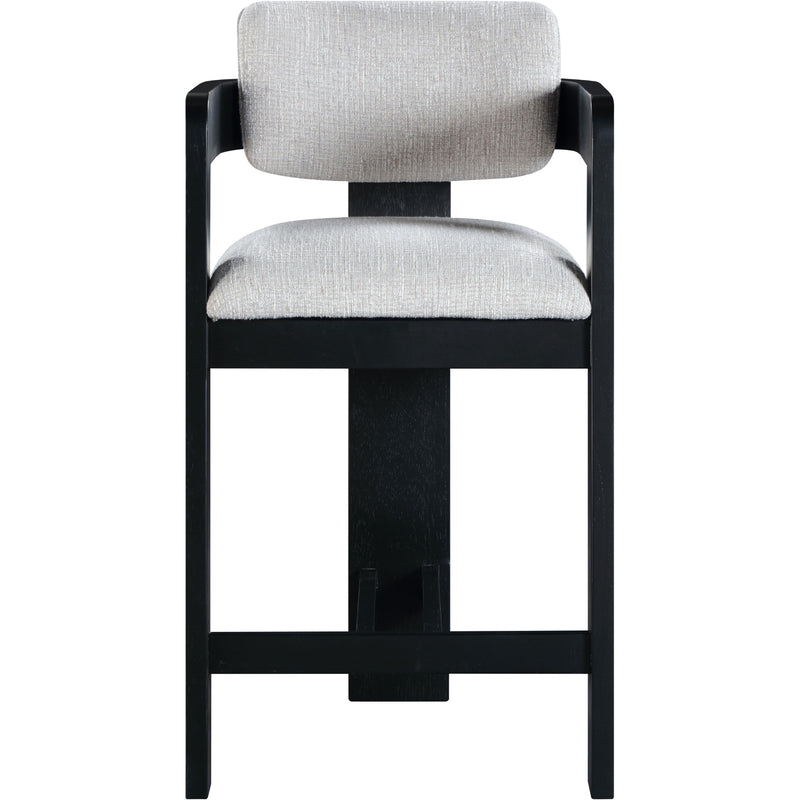 Meridian Sacha Grey Linen Textured Fabric Stool IMAGE 3