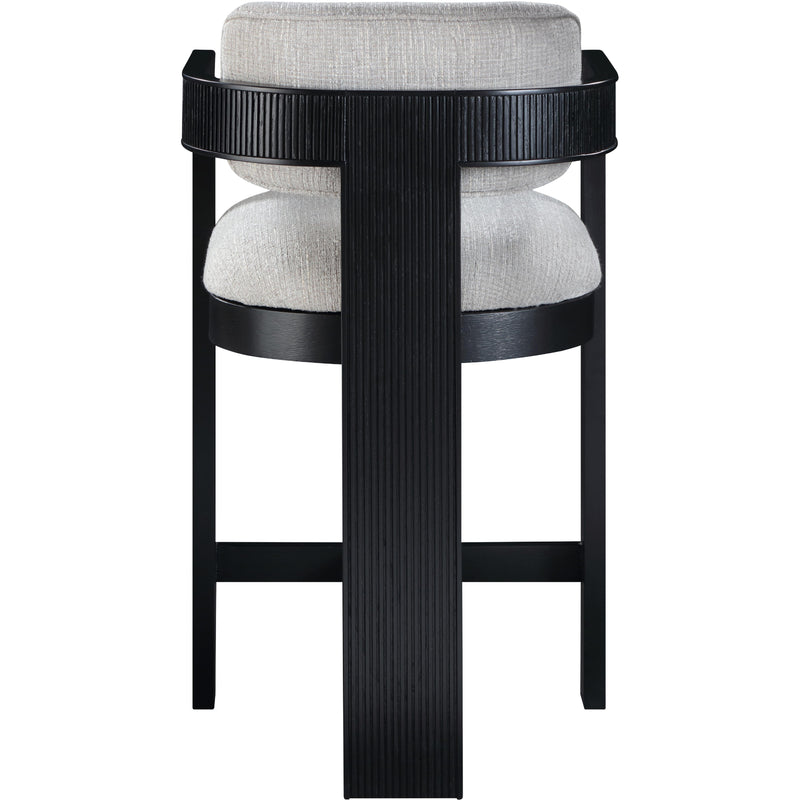 Meridian Sacha Grey Linen Textured Fabric Stool IMAGE 5