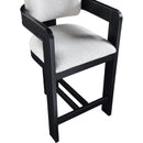 Meridian Sacha Grey Linen Textured Fabric Stool IMAGE 7