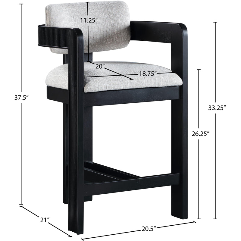 Meridian Sacha Grey Linen Textured Fabric Stool IMAGE 8
