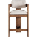 Meridian Sacha Beige Linen Textured Fabric Stool IMAGE 3