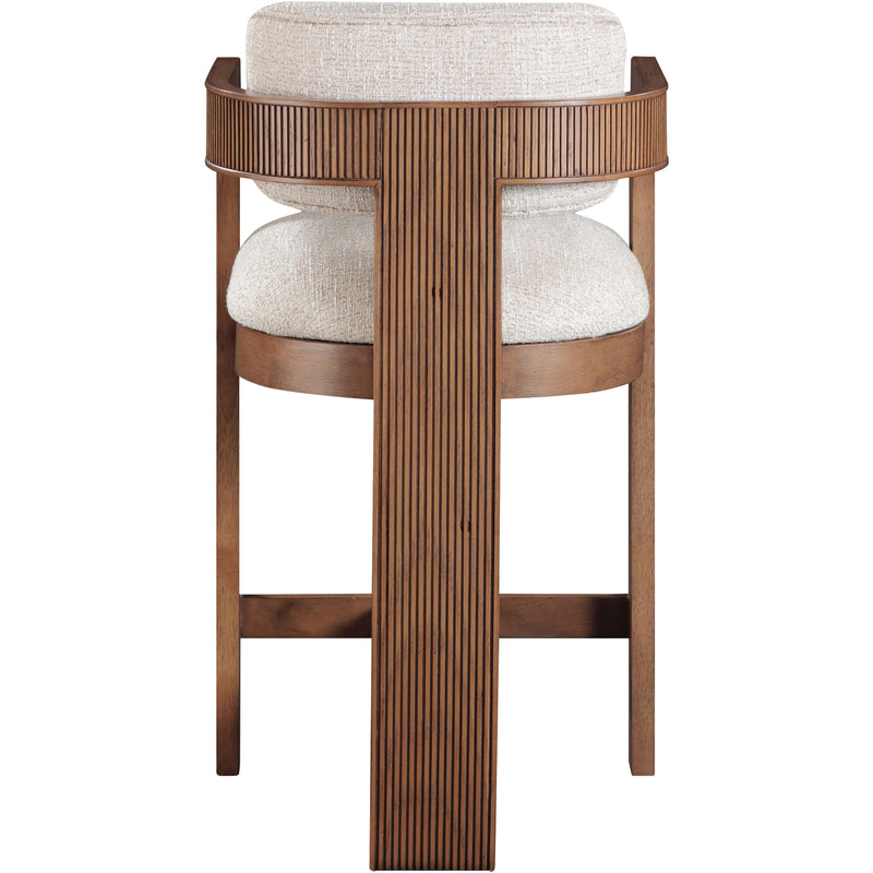 Meridian Sacha Beige Linen Textured Fabric Stool IMAGE 5
