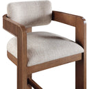 Meridian Sacha Beige Linen Textured Fabric Stool IMAGE 6