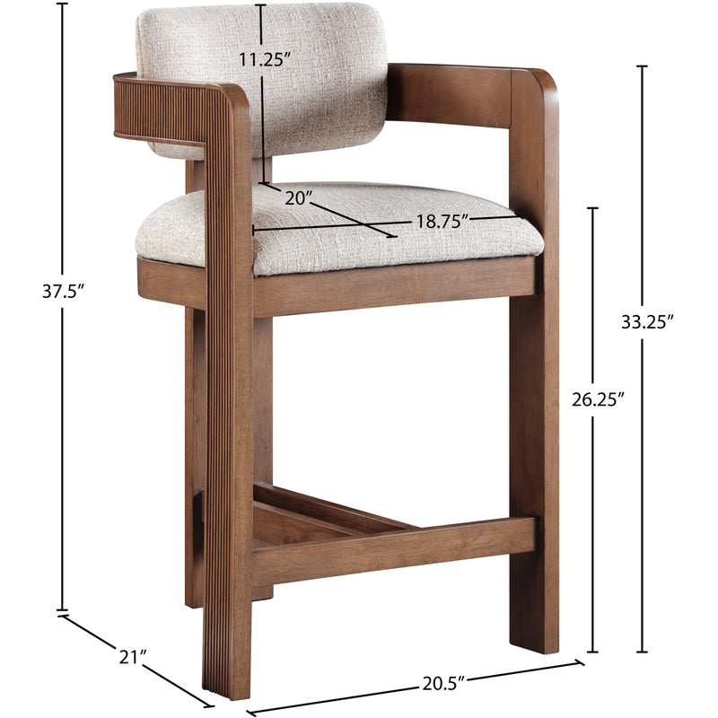 Meridian Sacha Beige Linen Textured Fabric Stool IMAGE 8