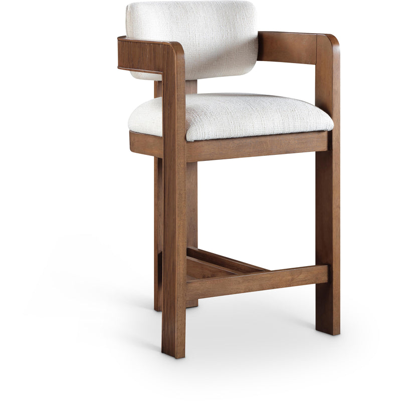 Meridian Sacha Cream Linen Textured Fabric Stool IMAGE 1