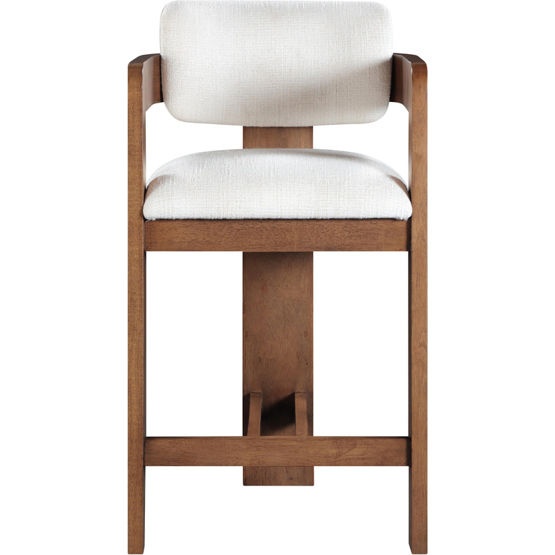Meridian Sacha Cream Linen Textured Fabric Stool IMAGE 3