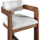 Meridian Sacha Cream Linen Textured Fabric Stool IMAGE 6