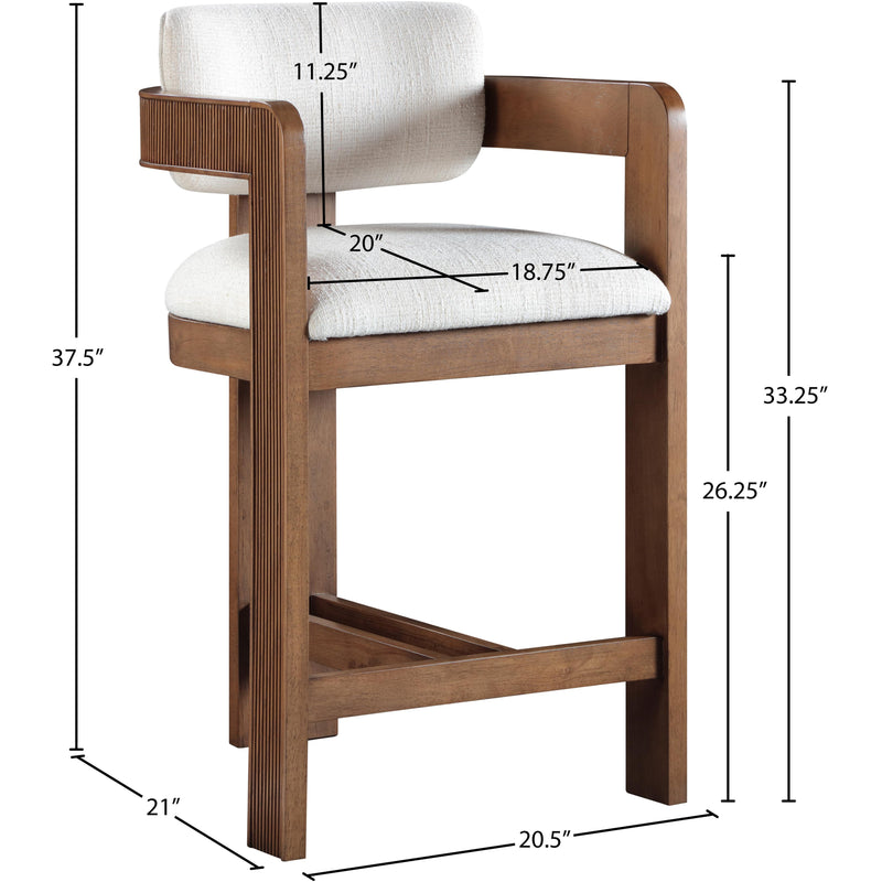 Meridian Sacha Cream Linen Textured Fabric Stool IMAGE 8